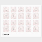 Sticker Carré Palm Tree Tropical Feuilles noms de Mariage Peach  (Feuille)