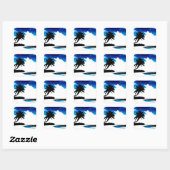 Sticker Carré Palmier blanc noir bleu Silhouette (Feuille)