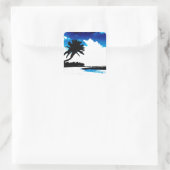 Sticker Carré Palmier blanc noir bleu Silhouette (Sac)