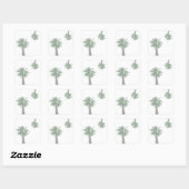Sticker Carré Palmier Stylisé Pastel Green Tropical (Feuille)