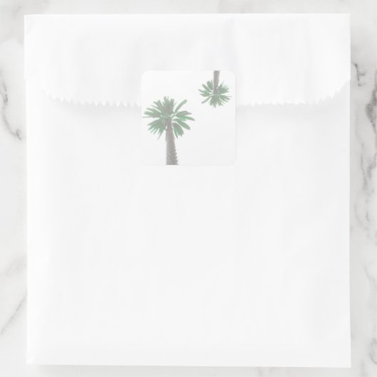 Sticker Carré Palmier Stylisé Pastel Green Tropical (Sac)