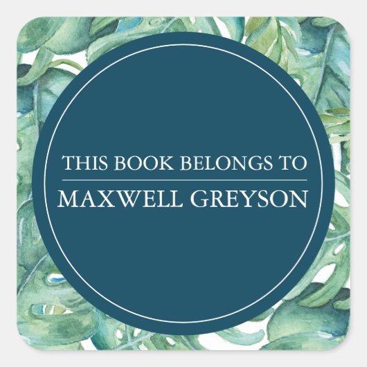 Sticker Carré Palmier Tropical Retourner À La Plaque De L'École (Devant)