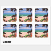 Sticker Carré Palmiers (Feuille)
