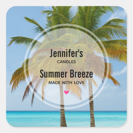 Sticker Carré Palmiers pittoresques sur une plage tropicale boug (Devant)