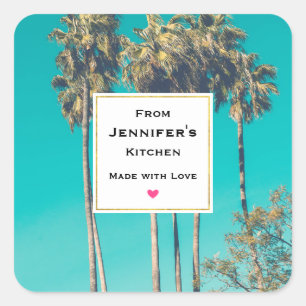 Sticker Carré Palmiers tropicaux Cuisine rétro