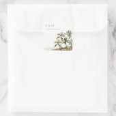 Sticker Carré Palmiers tropicaux Mariage de sable de plage Monog (Sac)