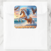 Sticker Carré Palomino Paint Horse Océan (Sac)