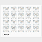 Sticker Carré Pampas Grass Blue Floral Rocse Baby shower (Feuille)