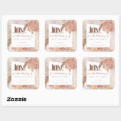 Sticker Carré Pampas Grass | Plaque Baby shower Hydrangeas (Feuille)