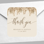 Sticker Carré Pampas Grass Terrain Boho Exotic Mariage Merci<br><div class="desc">Autocollant de Carré de Merci Mariage exotique Pampas Grass Earthy Boho</div>
