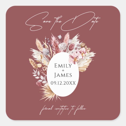 Sticker Carré Pampas Pampas Pampas Pampas Pampas Pampas Mariage  (Devant)