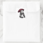 Sticker Carré Panda à la pluie avec parapluie (Sac)