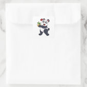 Sticker Carré Panda avec fleur de bambou (Sac)
