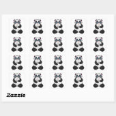Sticker Carré Panda avec tasse de café (Feuille)