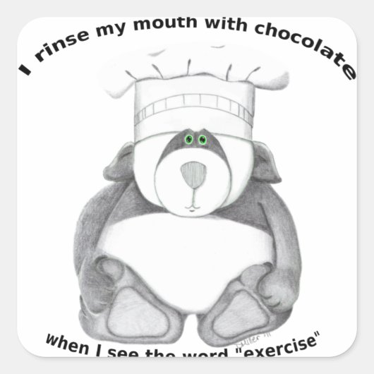 Sticker Carré Panda Bear Chef Chocolat (Devant)