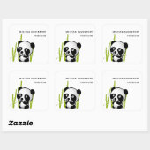 Sticker Carré Panda bear dans sa petite bosquet de bambou (Feuille)