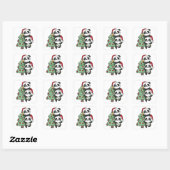 Sticker Carré Panda Christmas Tree Animaux de Noël Pandas (Feuille)