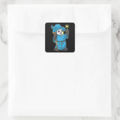 Sticker Carré Panda comme Assistant avec baguette magique (Sac)