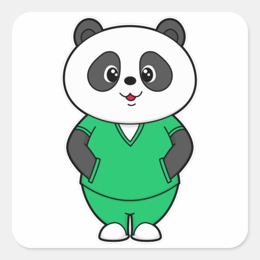 Sticker Carré Panda comme infirmière avec fumée (Devant)