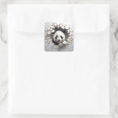 Sticker Carré Panda Cracked Hotte Art Panda Smashed Wall 3D (Sac)