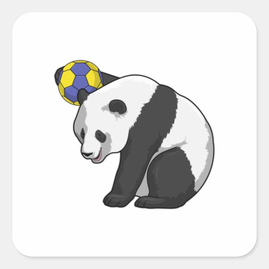 Sticker Carré Panda dans les sports de handball (Devant)