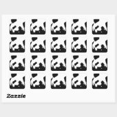 Sticker Carré Panda d'art noir blanc (Feuille)