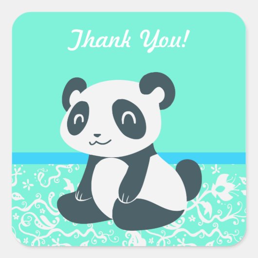 Sticker Carré Panda de dessin joyeux (Devant)