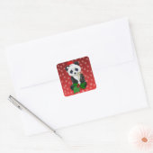 Sticker Carré Panda de Noël (Enveloppe)
