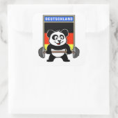 Sticker Carré Panda d'haltérophilie allemande (Sac)