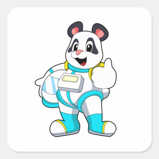 Sticker Carré Panda en astronaute avec costume (Devant)