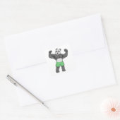 Sticker Carré Panda en Bodybuilder au Bodybuilding (Enveloppe)