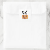 Sticker Carré Panda En Pandas Douces Citrouilles Bonne Halloween (Sac)