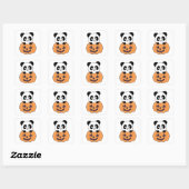 Sticker Carré Panda En Pandas Douces Citrouilles Bonne Halloween (Feuille)