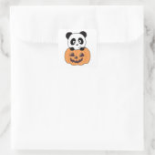 Sticker Carré Panda En Pandas Douces Citrouilles Bonne Halloween (Sac)