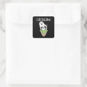 Sticker Carré Panda Halloween Ghost I Scream Ice Cream Pun (Sac)
