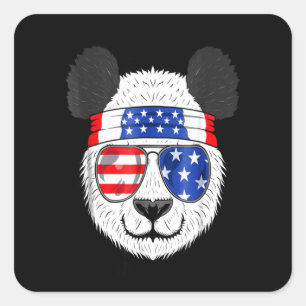 Sticker Carré Panda Lover Le Panda Américain Porte Des Lunette
