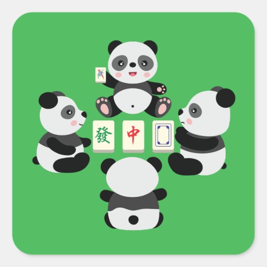 Sticker Carré Panda Mahjong (Devant)