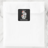 Sticker Carré Panda Noël Arbre Animaux de Noël Pandas Squa (Sac)