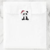 Sticker Carré Panda Noël Neige Animaux d'hiver Pandas (Sac)