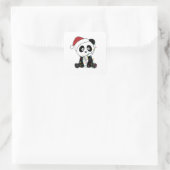 Sticker Carré Panda Noël Neige Animaux d'hiver Pandas (Sac)
