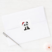 Sticker Carré Panda Noël Neige Animaux d'hiver Pandas (Enveloppe)