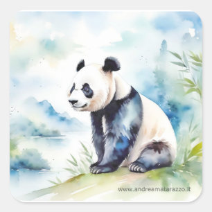 Sticker Carré Panda porte bonne chance