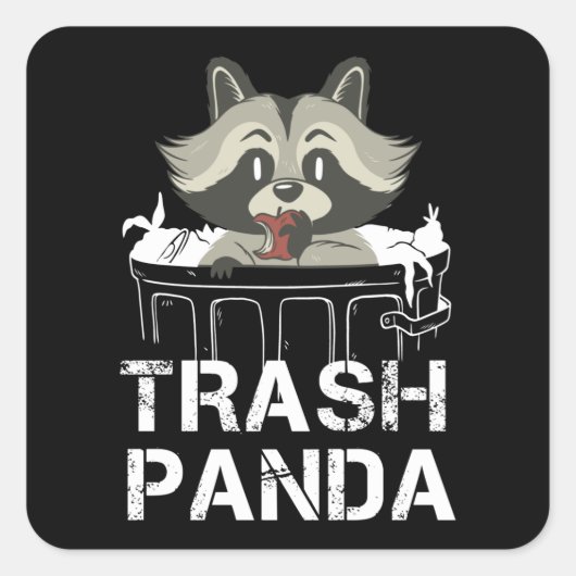Sticker Carré Panda Racoon Trash - Cadeau Raccoon (Devant)