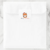 Sticker Carré Panda Rouge Noël Neige Animaux d'hiver Pandas (Sac)