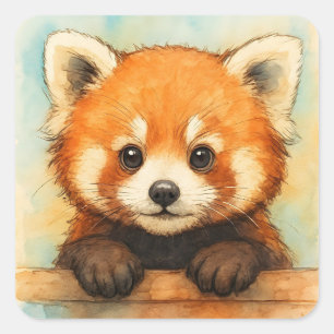 Sticker Carré Panda roux