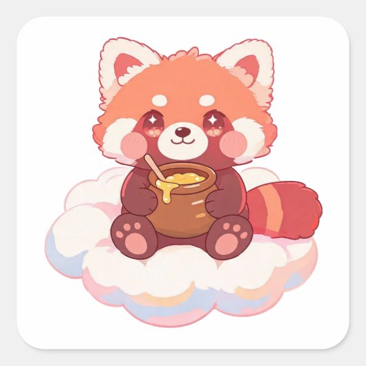 Sticker Carré Panda roux mignon (Devant)
