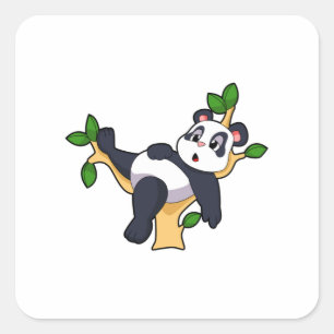 Sticker Carré Panda sur arbre