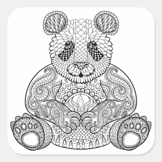 Sticker Carré Panda tribal inspiré (Devant)