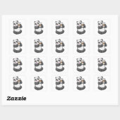 Sticker Carré Panda with Coffee to go (Feuille)