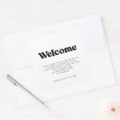 Sticker Carré Panier cadeau de bienvenue Mariage rétro (Enveloppe)